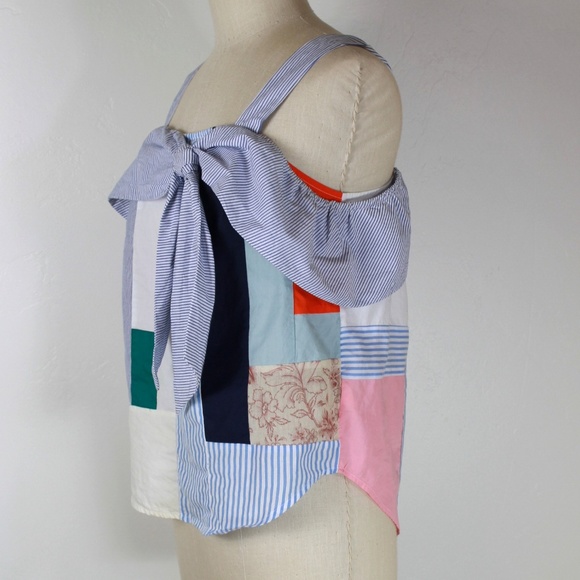 Anthropologie open shoulder medley patchwork top - Picture 5 of 7